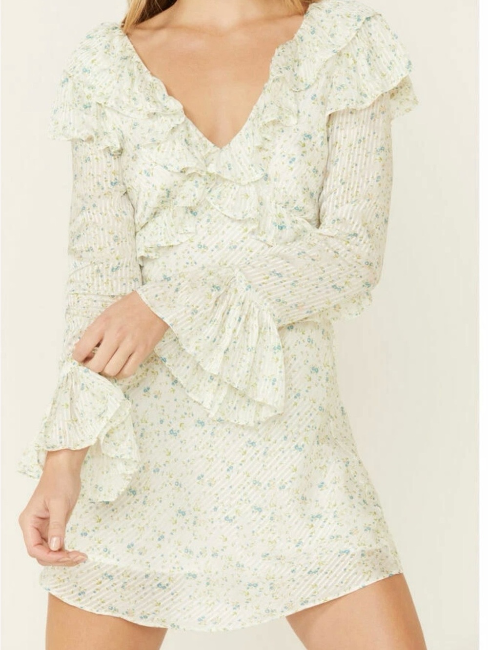 Free People Sweetest Thing Floral Ruffled Mini Dress